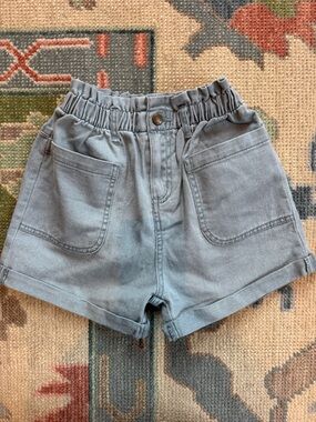 Rylee + Cru Elastic-Paper Bag Waist Denim Shorts